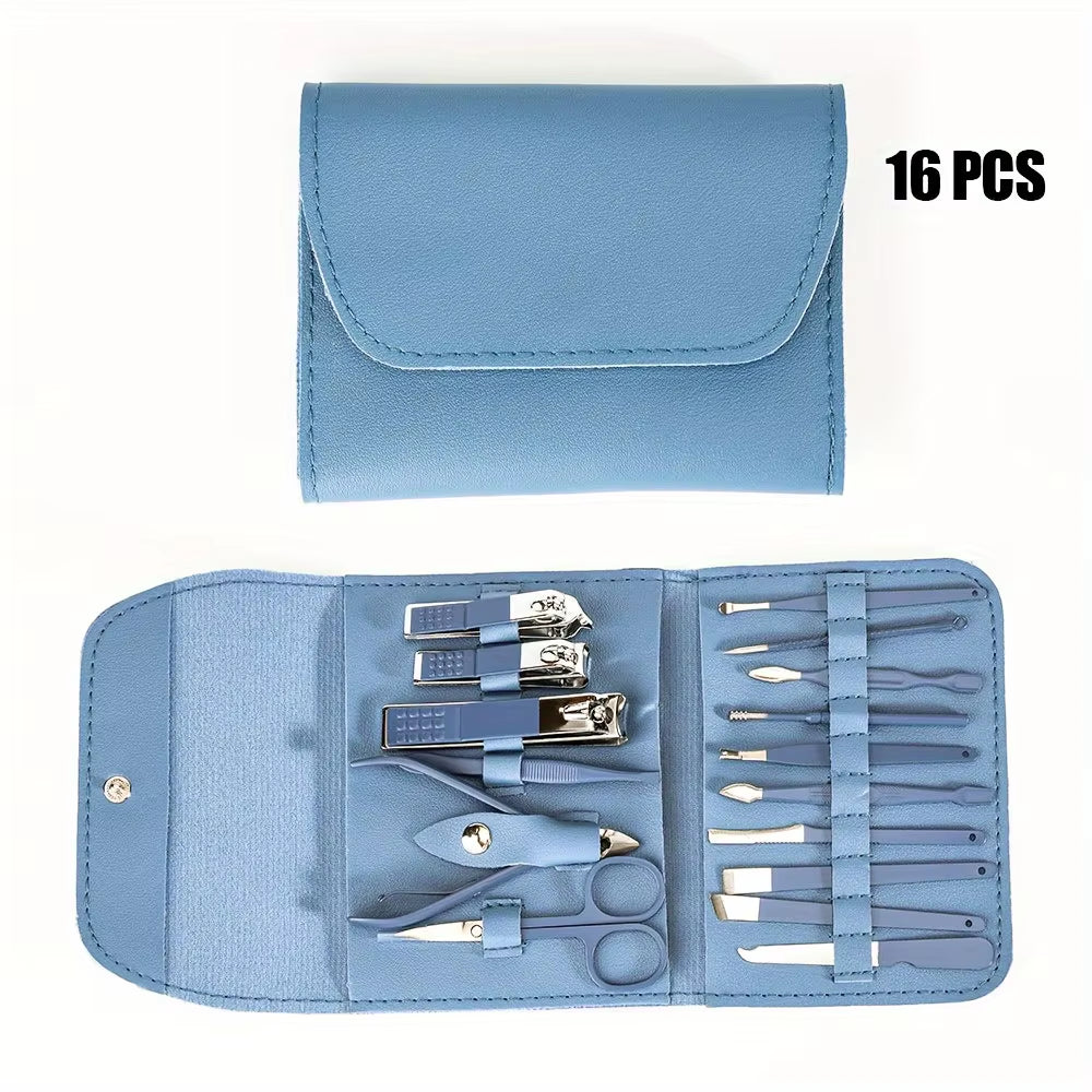 16Pcs Professional Nail Clippers and Cuticle Nippers Set with Travel Case Manicure Set Pedicure Sets Nail Clippers