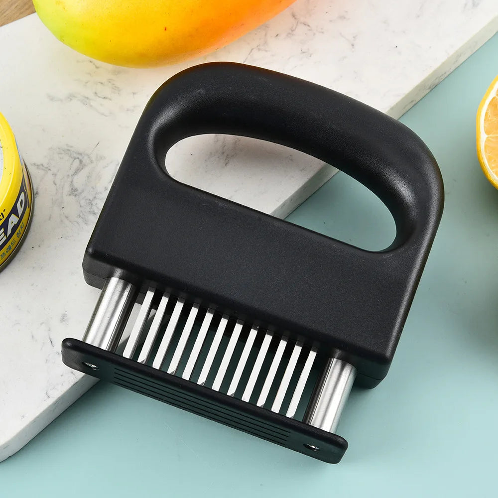 Meat Tenderizer Tool with 48 Stainless Steel Needle Blades, Safety Lock, Black ABS Handle for Steak Beef Pork Chicken