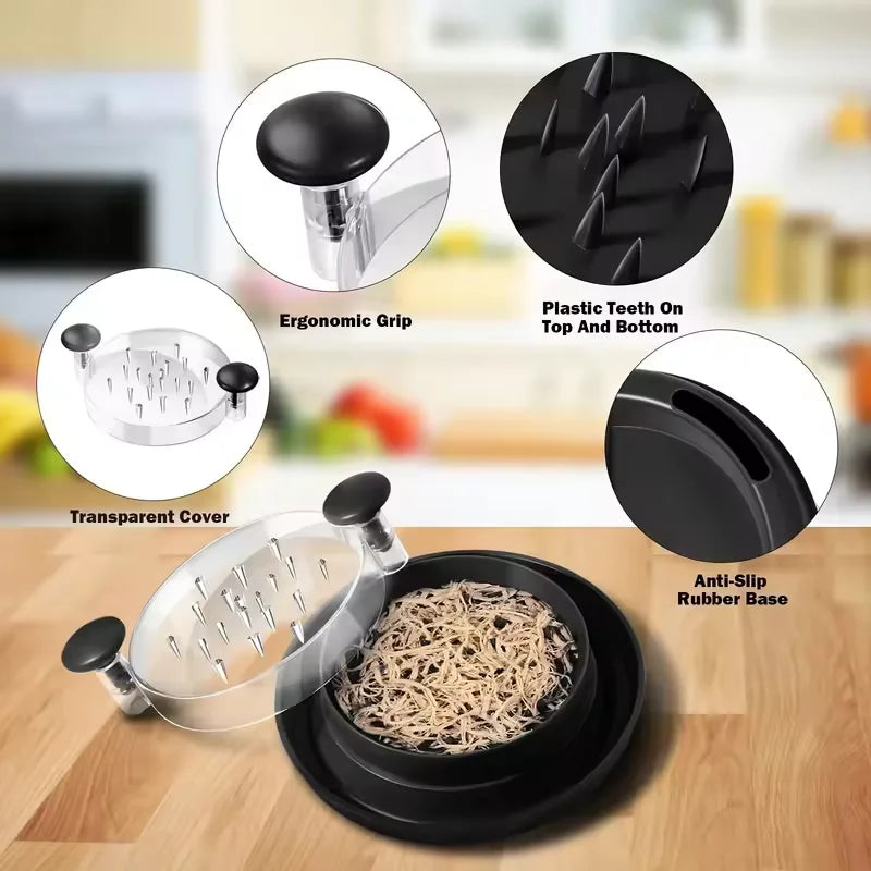 Large Chicken Breast Shredder Tool Visible Lid Meat Grinder for Chopping Chicken Beef Cabbage Vegetables Rotating Kitchen Tool